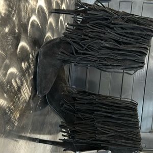 Zara leather fringe ankle boots